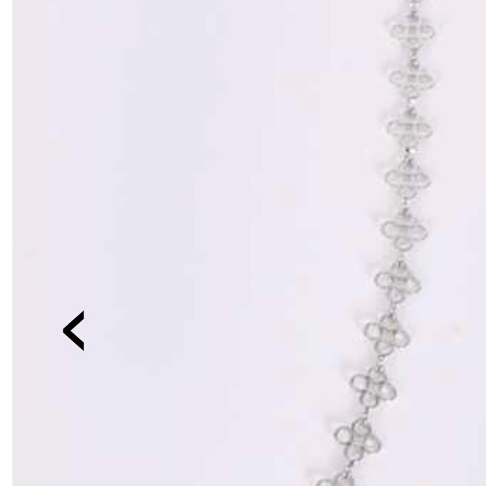 Tory Burch Silver Tone Clover Flower Chain Necklace 32” long NWOT - Picture 2 of 9